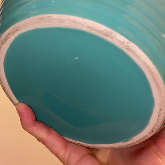 VINTAGE GOOSEBERRY PATCH JADE GREEN POTTERY CERAMIC BAKING MIXING BOWL GORGEOUS - Picture 5 of 7